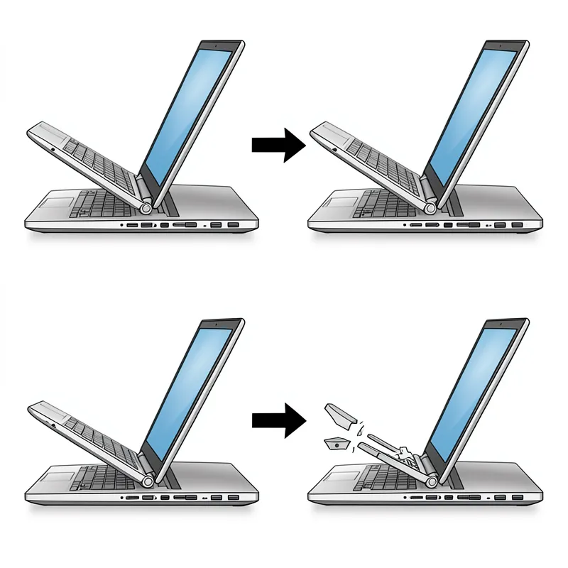 Laptop hinge failure stages diagram
