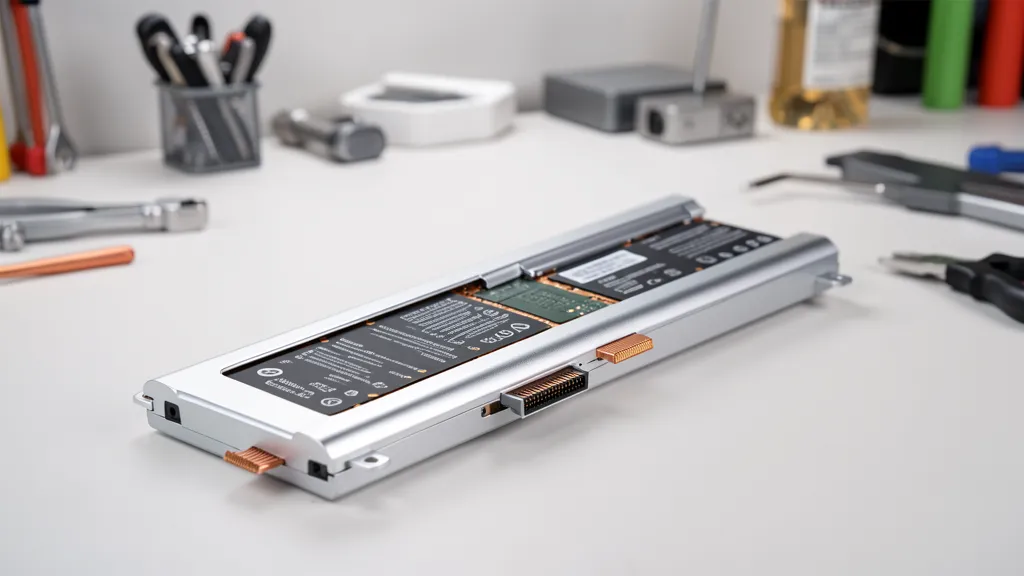 Modern laptop battery pack showing internal cells and connectors for Asus ZenBook VivoBook ExpertBook repair