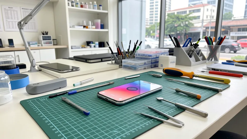 Professional phone repair services in Singapore showing repair shop