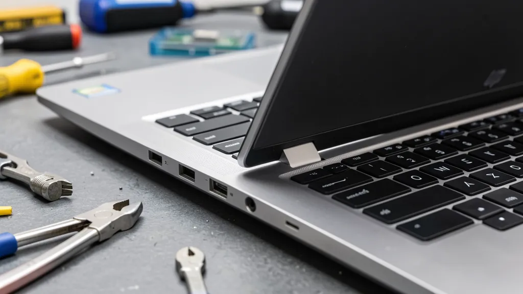 HP laptop hinge problem showing damaged connection point