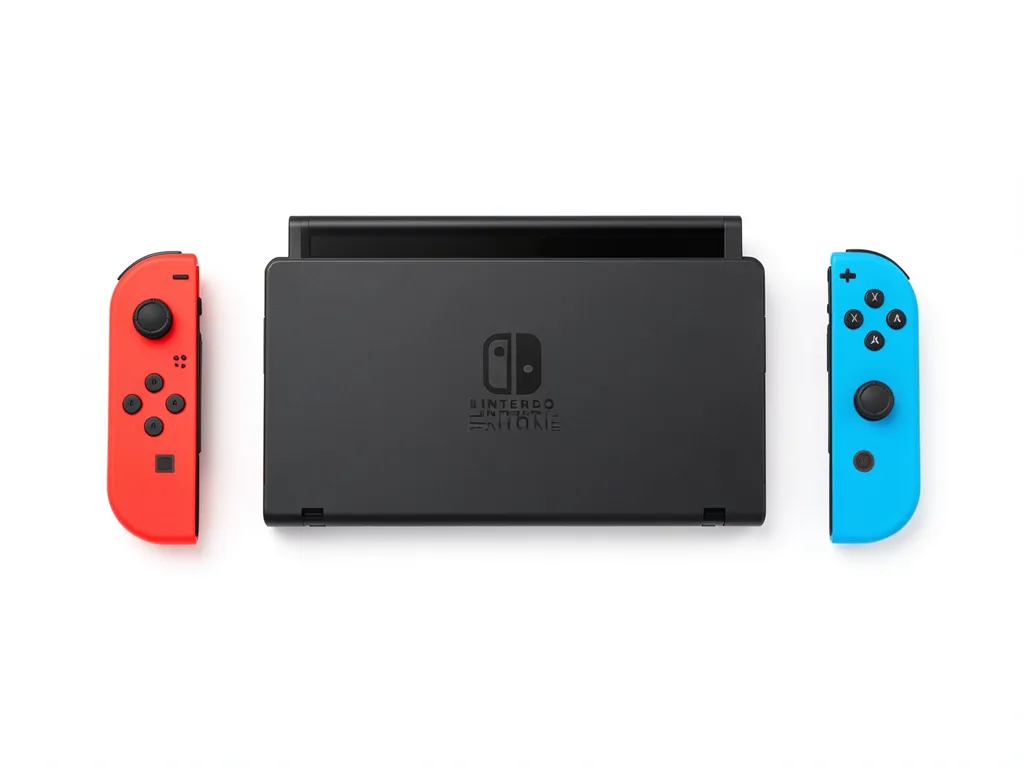 Nintendo Switch console with Joy-Con controllers on white background – BreakFixNow Singapore repair
